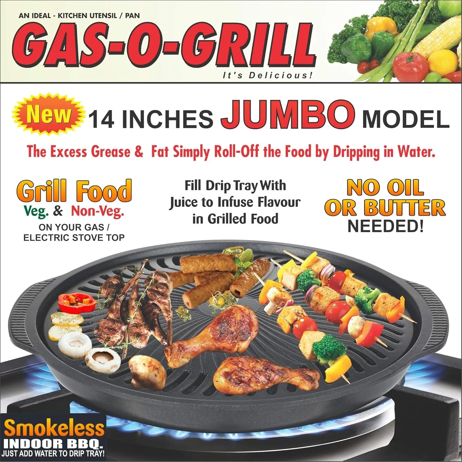 Gas-o-Grill Indoor Gas Smokeless Barbeque Grill